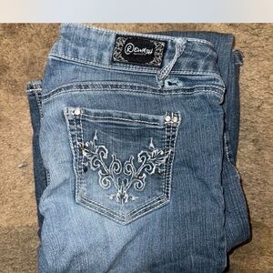 Rewash Women's Embroidered Boot Cut Jeans - Light Blue